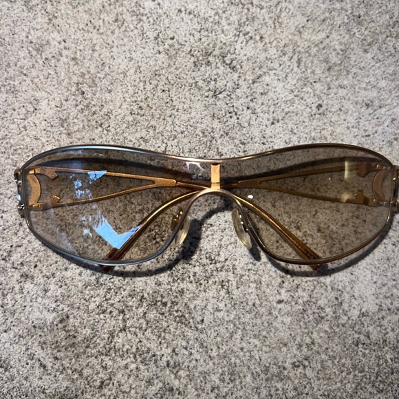 Authentic RARE Vintage Y2K CHANEL Crystal CC Logo Shield Sunglasses 4073-B - Picture 10 of 16